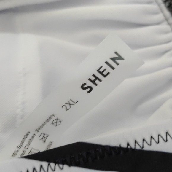 COPY - Shein Bathing Suit 2XL Black & White Pinstripe - Picture 3 of 6